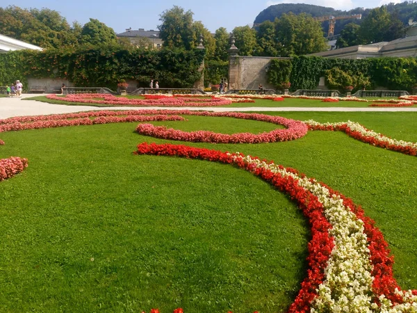 Salzburgo Austria Septiembre 2016 Hermosos Macizos Flores Césped Verde Salzburgo — Foto de Stock