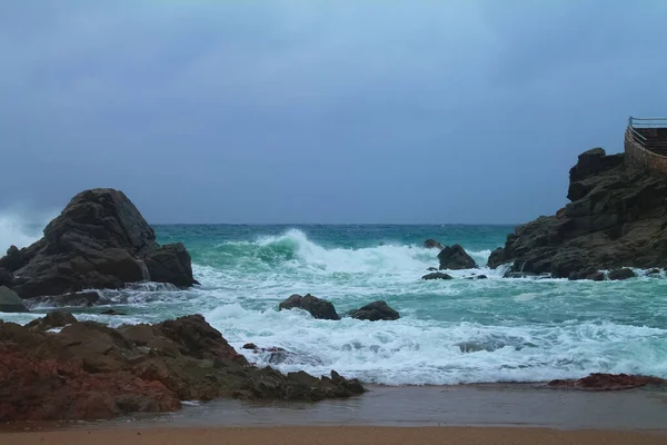 Una Tormenta Mar Lloret Mar Cataluña España —  Fotos de Stock