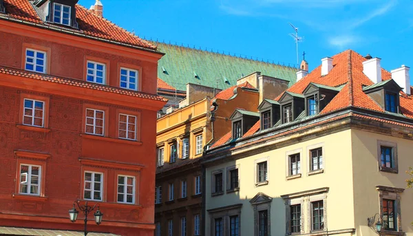 Colorful historic tenement houses in the Old Town of Warsaw city in Poland