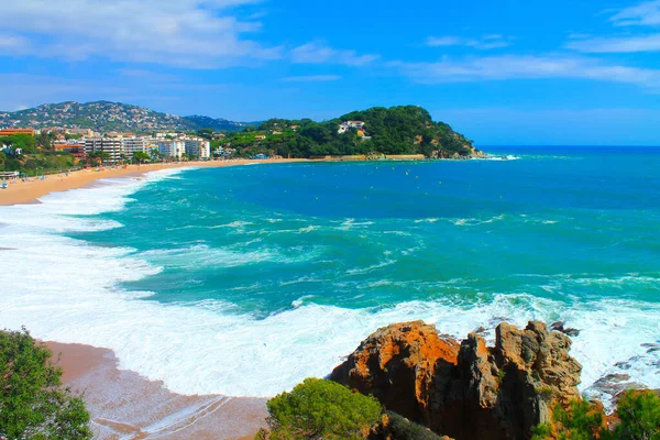 Det Imponerande Landskapet Vid Strandpromenaden Lloret Mar Spanien Sommaren — Stockfoto