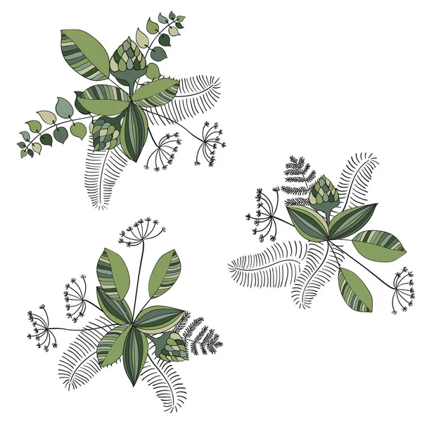 Ensemble d'ornement floral vectoriel scandinave — Image vectorielle