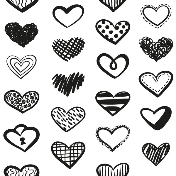 Kalpler Dikişsiz desen vektör Doodles