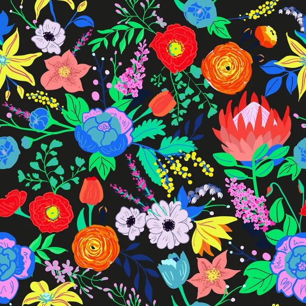 Vektör rustik çiçek Seamless Modeli