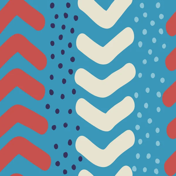 Elle çizilmiş Chevron ve noktalar Dikişsiz desen vektör