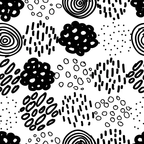 Elle çizilmiş daireler ve noktalar sorunsuz vektör desen.