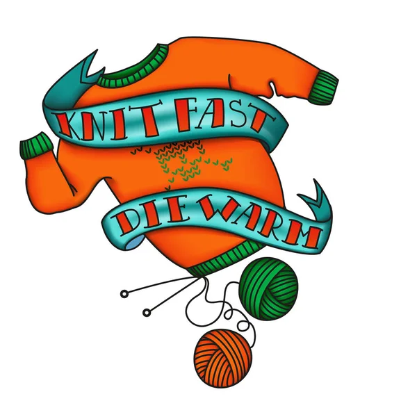 Knit Fast Die Warm Tattoo Sticker