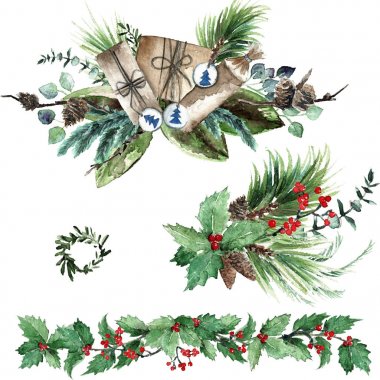 Suluboya İskandinav Noel kompozisyon ayarla