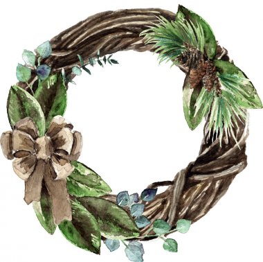 Suluboya İskandinav Noel hasır çelenk