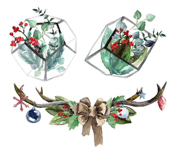 Suluboya İskandinav Noel kompozisyon ayarla