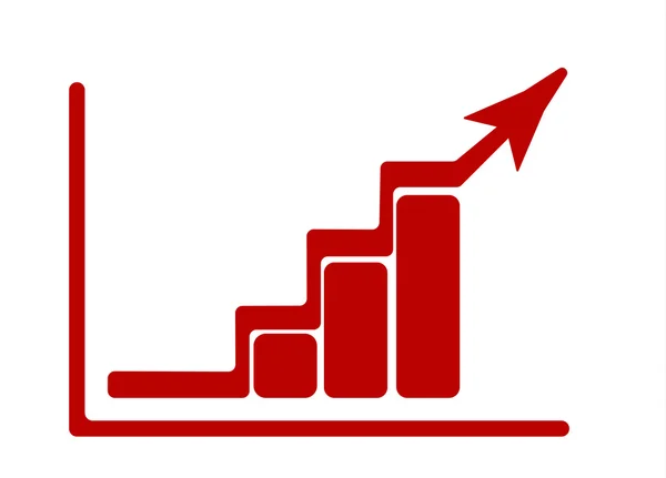 成长与上升的箭头和图的图形。红色的平图标。矢量图 — 图库矢量图片