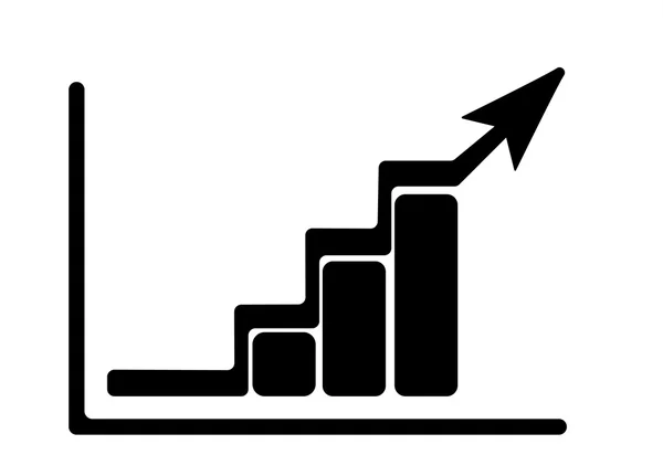 成长与上升的箭头和图的图形。平坦的黑色图标。矢量图 — 图库矢量图片