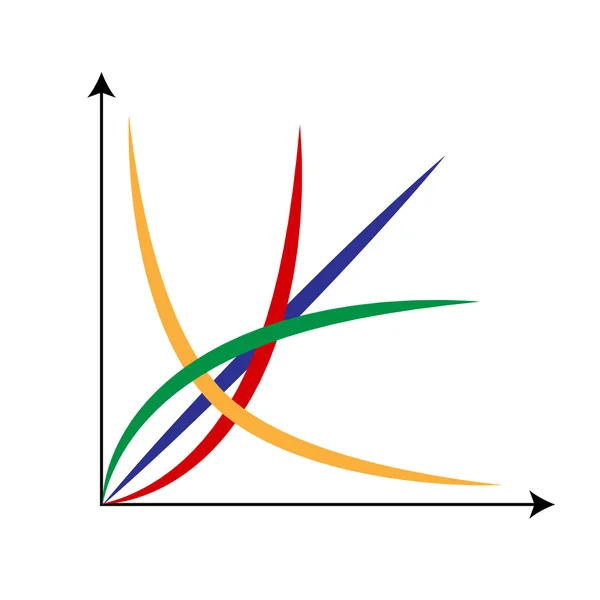 Cartesian Coordinate System With Colored Lines. — Stock Vector