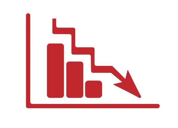 Червона стрілка. Стрілка точки падіння графіку для бізнес-арту для дизайну на сучасній презентації та дизайну веб-сайту — стоковий вектор