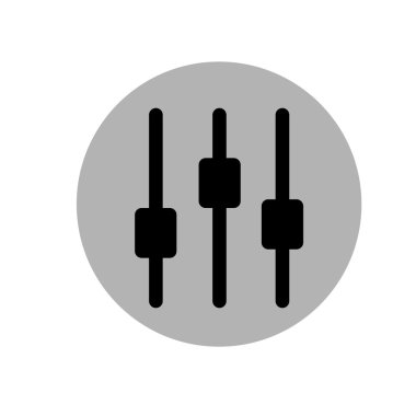 Müzik ekolayzer vektör Illustration. Müzik ses ayarı simgesi düz. Player simgesi. Siyah ve gri simgesi. Vektör çizim