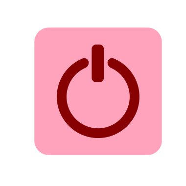 Üstünde yeti düğme işareti simgesi, vektör çizim uzakta. Düz tasarım stili. Pembe ve kırmızı simge