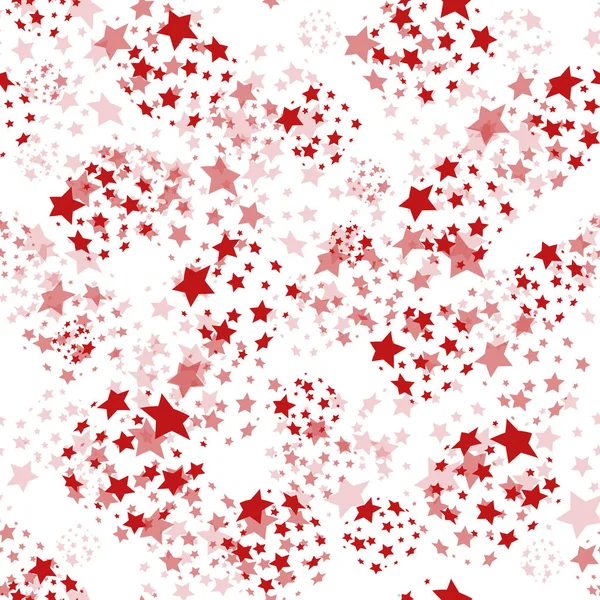 Pattern with red stars. Seamless white background. Transparent stars. Vector illustration — Stock Vector