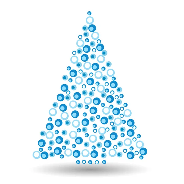 Basit soyut Noel ağacı çevrelerin. Mavi ve beyaz soyut köknar ağacı. Siyah vektör çizim
