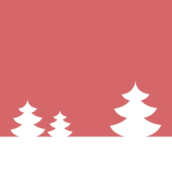 Kartpostal mutlu yeni yıl için. Çam ağacı ile kış manzara. Pembe bir arka plan üzerinde beyaz çam. Vektör çizim — Stok Vektör