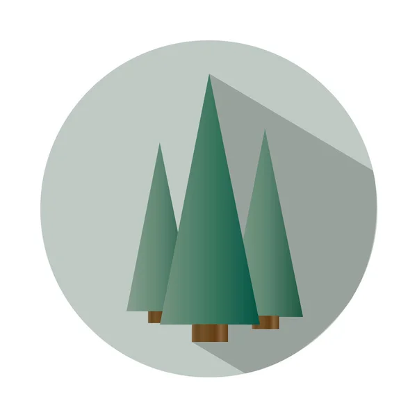 Forest icon. Three fir tree flat with long shadow. Vector illustration — Stock Vector