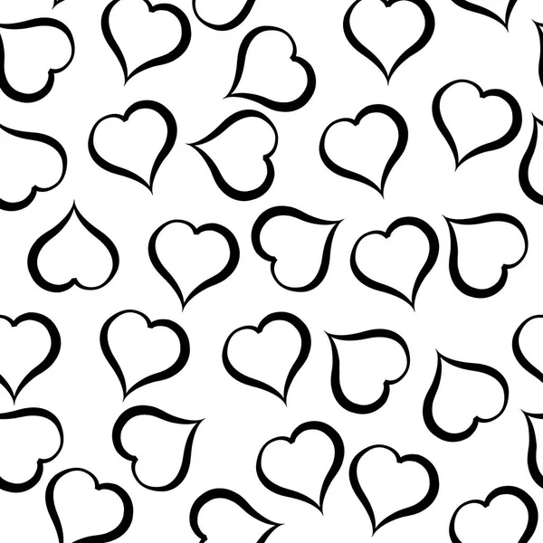 Patrón corazones negros sobre fondo blanco. Ilustración — Vector de stock