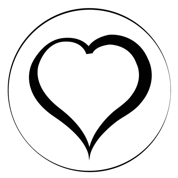 Schwarzes Herz auf weißem Hintergrund im Kreis. flache Abbildung — Stockvektor