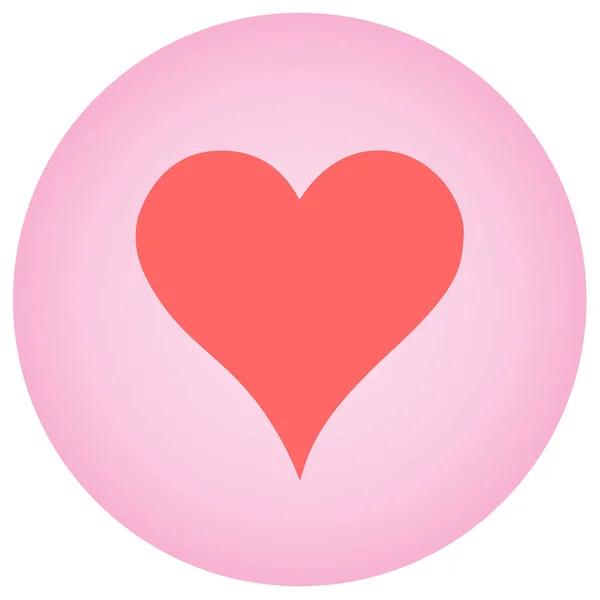 Corazón escarlata sobre fondo rosa degradado. Ilustración plana — Vector de stock