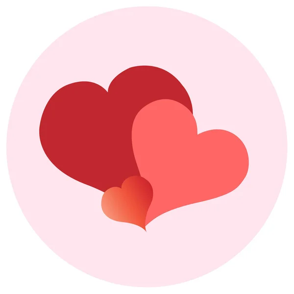 Trois cœurs sur fond rose. Illustration plate — Image vectorielle