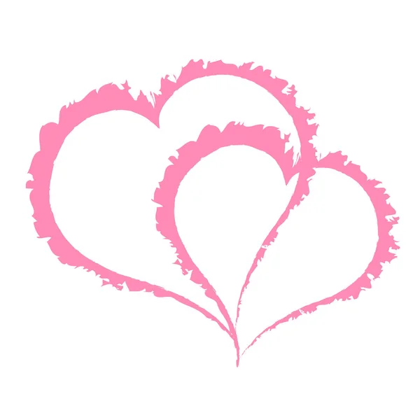 Dos corazones de grasa rosa sobre fondo blanco. Ilustración — Vector de stock