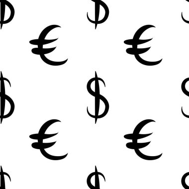 Siyah dolar ve euro para. Seamless modeli. Vektör çizim