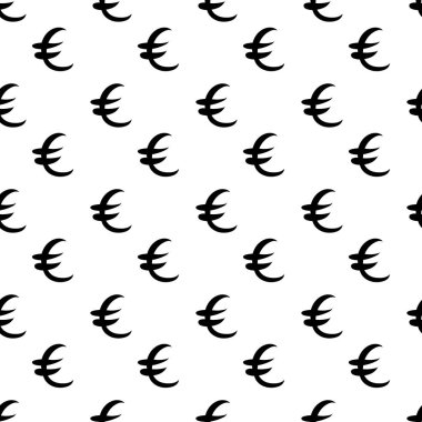 Siyah euro para küçük boyutlarda. Seamless modeli. Vektör çizim