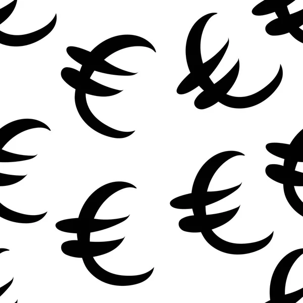 Svart euron pengar samma storlekar. Seamless mönster. Vektorillustration — Stock vektor