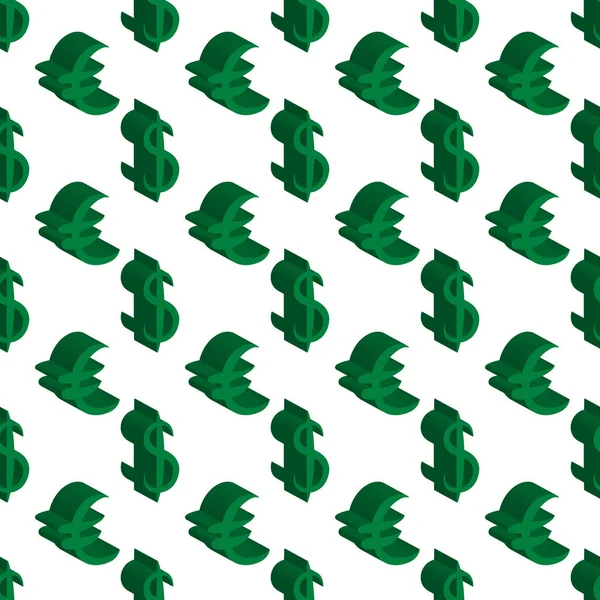 Yeşil dolar ve euro para küçük boyutlarda. Seamless modeli. Vektör çizim