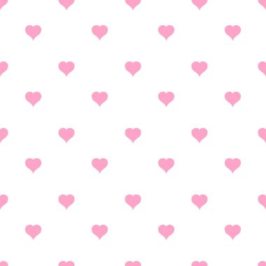 Beyaz arka plan üzerinde pembe kalpler desen. Vektör çizim