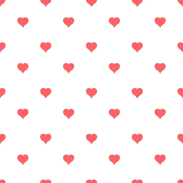 Patrón corazones rojos sobre fondo blanco. Ilustración vectorial — Vector de stock