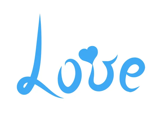 Handschrift. Schriftzug "Liebe". romantischer Stil mit Herz. Vektorillustration — Stockvektor