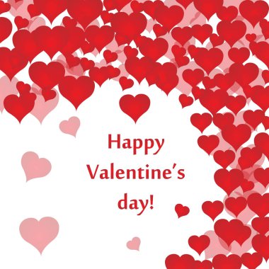 Mutlu Sevgililer günü kartpostal ile birçok kırmızı kalpler. Sevgililer günü. Beyaz arka plan. Vektör çizim