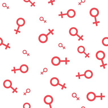 Kadın sembolleri ile Seamless modeli. Erkek küçük farklı boyutlarda imzalar. Cinsiyet simgeleri. Vektör çizim