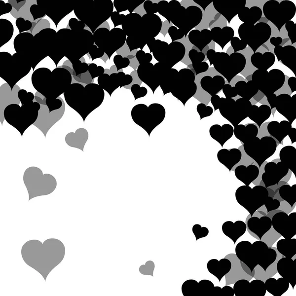 Carte postale avec beaucoup de cœurs noirs. Saint-Valentin. Fond blanc. Illustration vectorielle — Image vectorielle