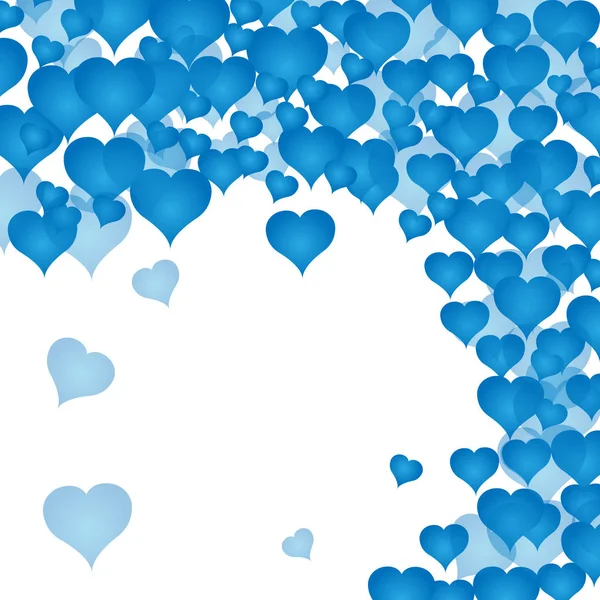 Postcard with many blue hearts. Valentine's day. White background. Vector illustration — Stock Vector