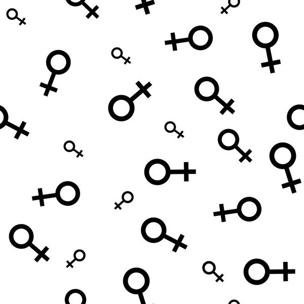 Varrat nélküli mintát a fekete női szimbólumok. Női kis jelek különböző méretű. Nemek közötti ikonok. Vektoros illusztráció — Stock Vector