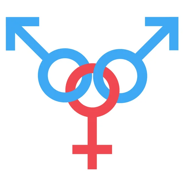 Sex gangbang symbol. Gender man and woman connected symbol. Male and female abstract symbol. Vector Illustration — Stock Vector