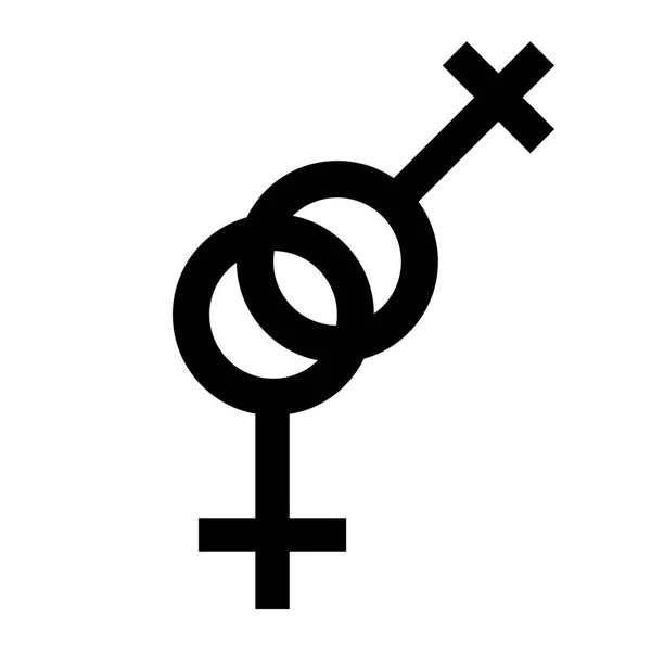Sexo lesbiana símbolo negro. Símbolo mujer de género. Símbolo abstracto femenino. Ilustración vectorial — Vector de stock