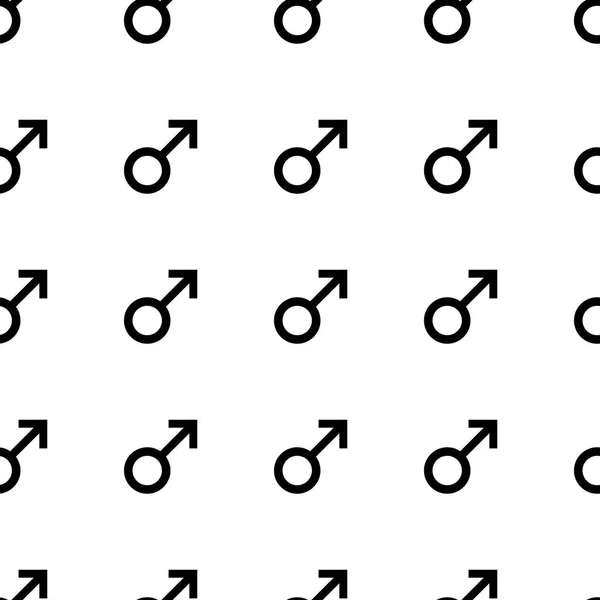 Patrón sin costuras con los símbolos masculinos negros. Signos masculinos del mismo tamaño. Iconos de género. Ilustración vectorial Gráficos Vectoriales