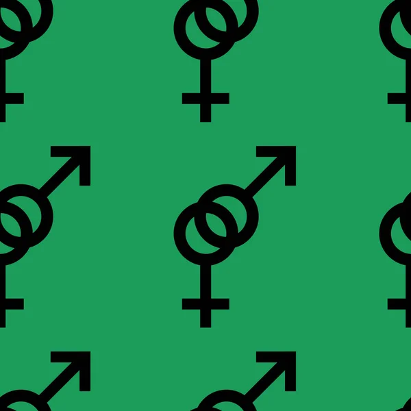 Seamless mönster av kvinnliga och manliga romantiska samling. Kvinnliga och manliga svarta tecken. Mönster på grön bakgrund. Vektorillustration — Stock vektor
