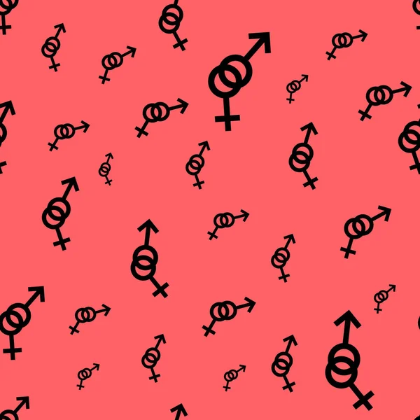 Kadın ve erkek romantik koleksiyonunun seamless modeli. Kadın ve erkek siyah küçük farklı boyutlarda imzalar. Kırmızı arka plan desen. Vektör çizim