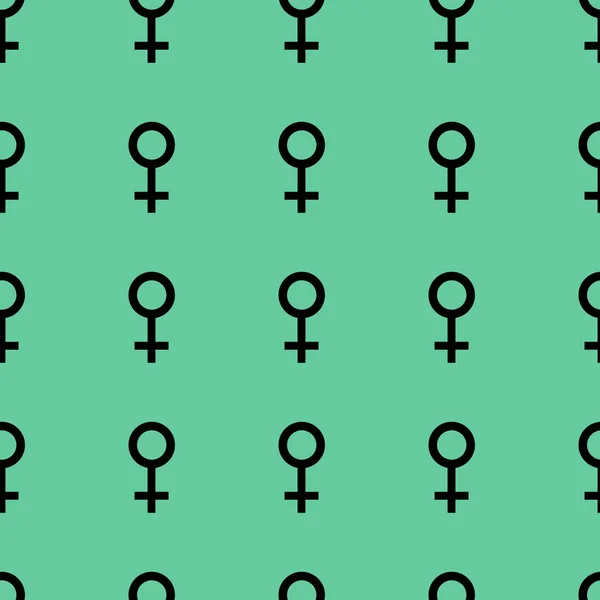 Modèle sans couture avec des symboles féminins noirs. Signes féminins mêmes tailles. Motif sur fond turquoise. Illustration vectorielle — Image vectorielle