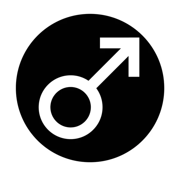 性感象征。性别人平符号。白人男性的抽象符号，在黑色圆圈。矢量图 — 图库矢量图片