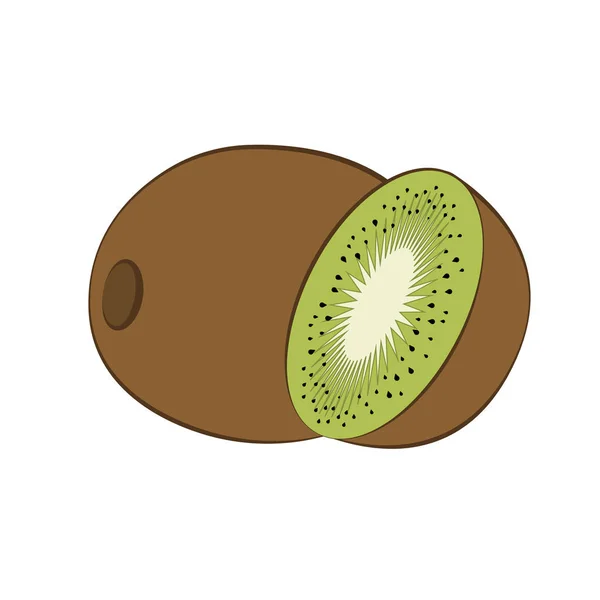 Icono plano kiwi y rebanada de kiwi. Vector — Vector de stock