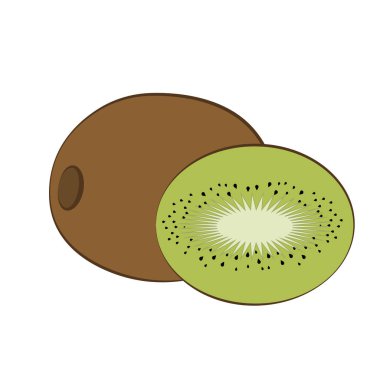 Düz simgesi kivi ve dilim kivi. Vektör