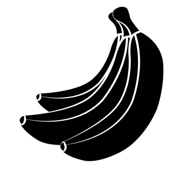 Vector de plátanos. Manojos de frutas de plátano negro con trazo blanco aislado sobre fondo blanco. Silueta de plátanos Ilustración De Stock